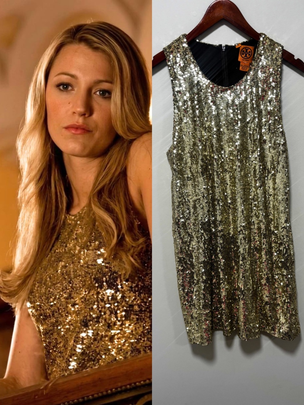ICONIC Tory Burch Gold Sequin Dress ASO Serena Van Der Woodsen Gossip Girl Pilot